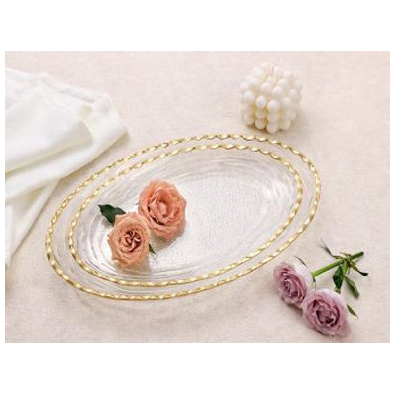 Danny Home Glass Plate 37.5*25*3.5Cm 1Pcs/Color Box Unit:Pcs-Clear