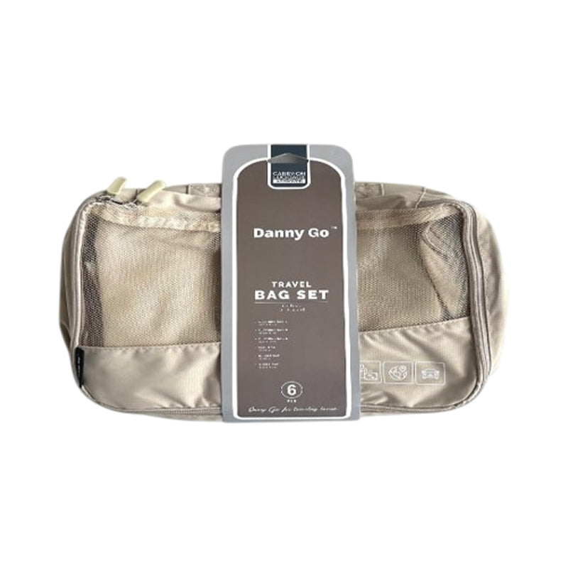 Danny Go Set Of 6Pcs Travel Organizer 1Set/Hang Tag Polyester 42X32X12Cm, 34X28X12Cm, 32X23X12Cm, 27X21X12Cm, 35X26Cm, 27X20Cm-Beige