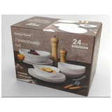 Danny Home Dinner Set 24Pcs Oval 8.5" Dessert Plate6, 10.5" Dinner Plate 6Pcs, 6" Bowl6Pcs , 9" Soup Plate 6Pcs-White