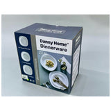 Danny Home Dinner Set 18Pcs Square 8.5" Dessert Plate 6Pcs, 9" Soup Plate 6Pcs , 11" Dinner Plate 6Pcs-White