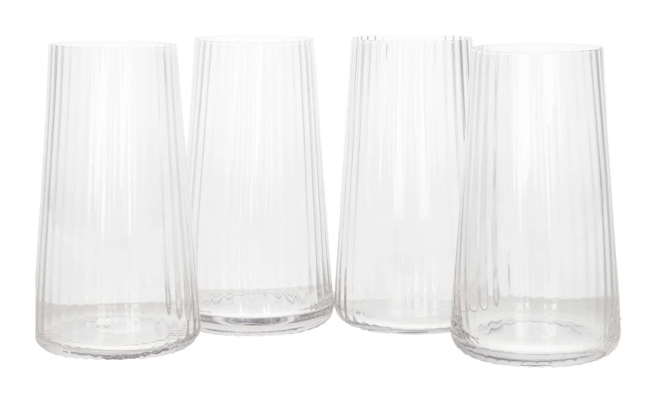 Danny Home 4-Piece Glass Set – Stripe Design – 450 Ml-Clear
