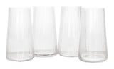 Danny Home 4-Piece Glass Set – Stripe Design – 450 Ml-Clear