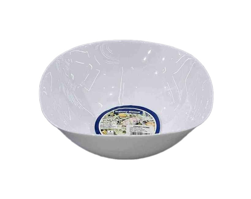 Danny Home Opalware Oval Serving Bowl – 21.5×21.5×6.5 Cm-White