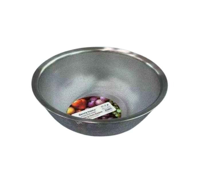 Danny Home Stainless Steel Round Colander With Perforated Holes And Handle – 22.5 Cm-Silver