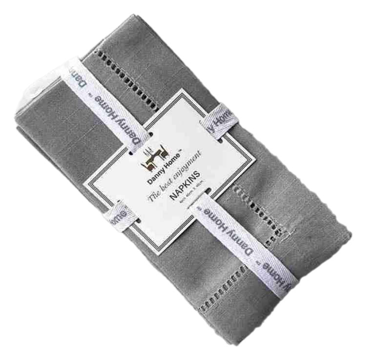 Danny Home 4 Piece Polyester Dining Napkin Set-45X45Cm-Light Grey