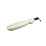 Danny Home 2-Division Ceramic Serving Dish With Wooden Handle – 42 × 8.5 × 4.5 Cm-White