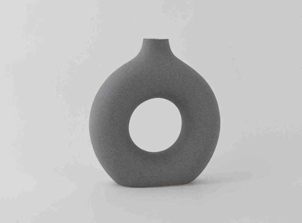 Ceramic Flower Vase-18X7X19.5Cm-Dark Grey
