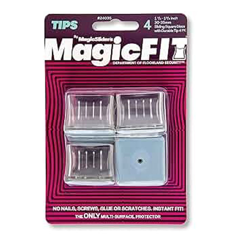 Magic Sliders 4Pc Magic Fit 1 1/4" - 1 3/8" Sqr Slider -Clear