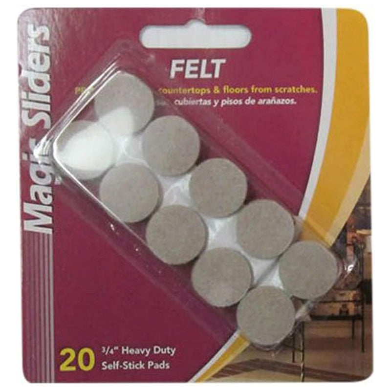 Magic Sliders 20Pc Hd Self Stick Adhsive Pads 3/4" - Baige