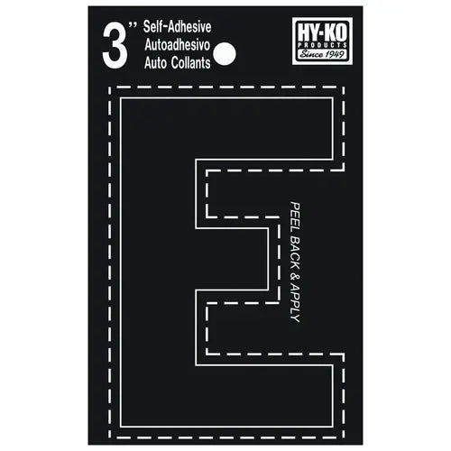 Hy-Ko Adhesive Letter E 3-Black
