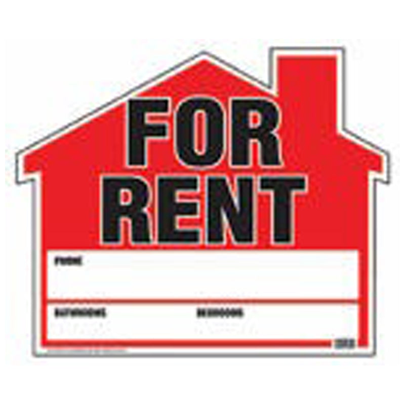 Hy-Ko Sign For Rent House Ftshapeft19X23"-Red
