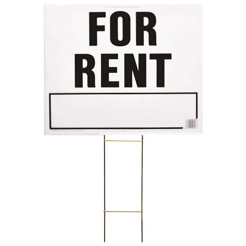Hy-Ko For Rent Signboard 19X24"-White & Black