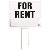Hy-Ko For Rent Signboard 19X24"-White & Black