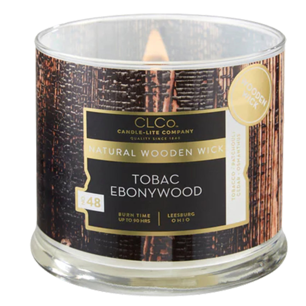Tobac Ebonywood Natural Wooden Wick Glass Jar Candle