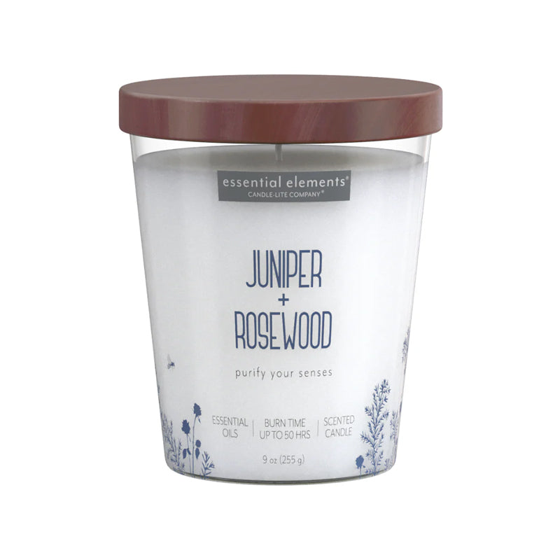Candle-Lite Candle Esel 9Oz Juniper & Rose Wood - White