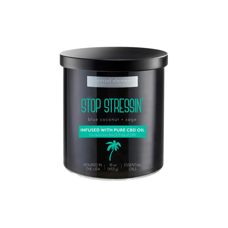 Candle Esel 16Oz Stop Stressin-Black