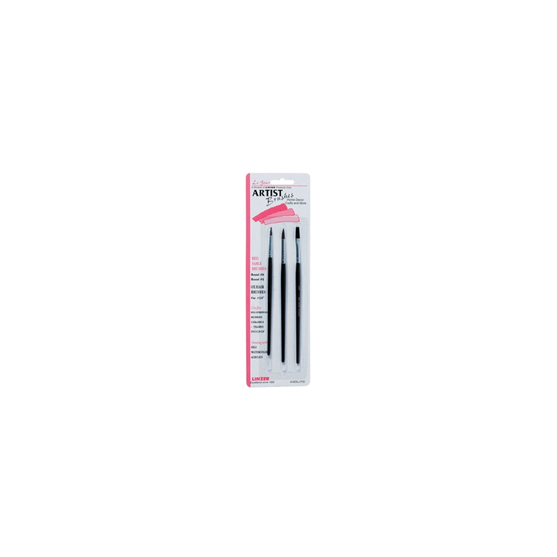 Linzer 3Pc Artist Paint Brush Set - Black