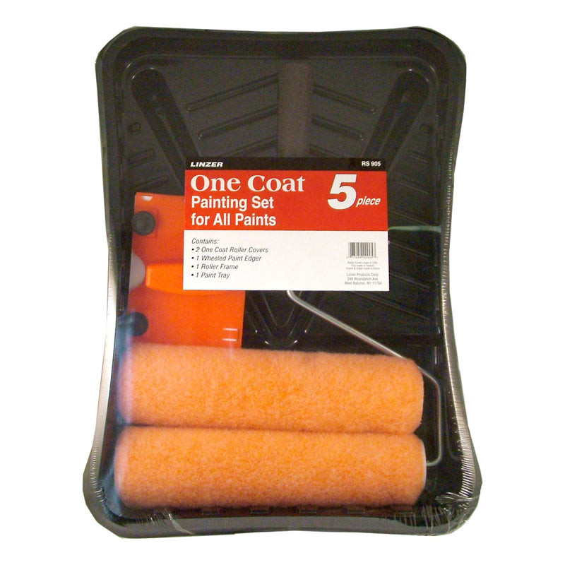 Linzer 5Pc Roller & Tray Kit Set Plastic - Black&Orange