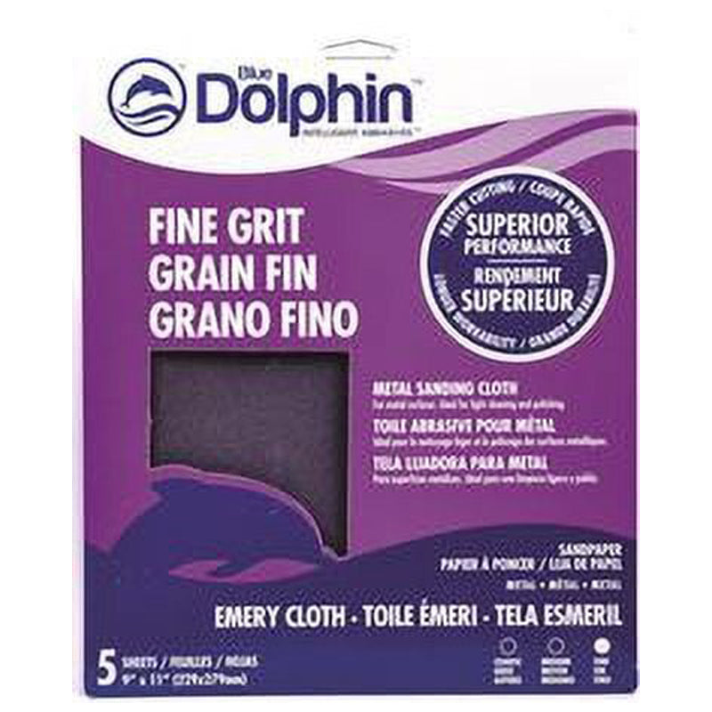 Blue Dolphin Emery Cloth Sheets 9X11 Medium 5Pk-Dark Gray