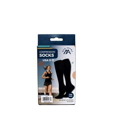 2Pc Womens Compression Socks Size 9-11 -Black