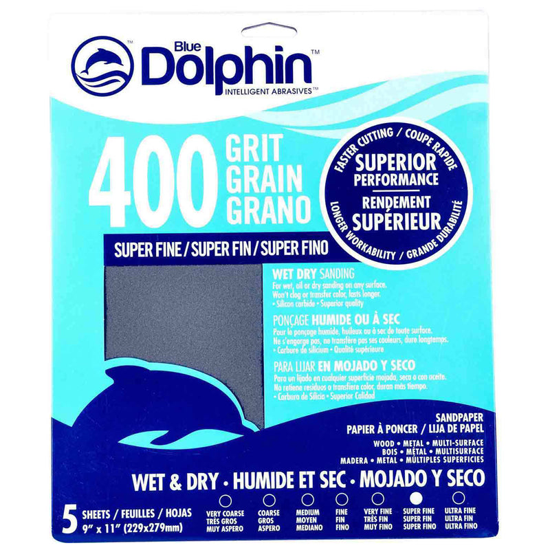 Blue Dolphin Wet Dry Silicon Carbide Sheet 9X11" 5Pk-Multicolour