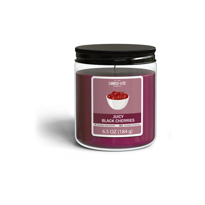 Candle Light Jar Candle With Top Lid 6.5Oz Juicy Black Cherries Scent-Cherry