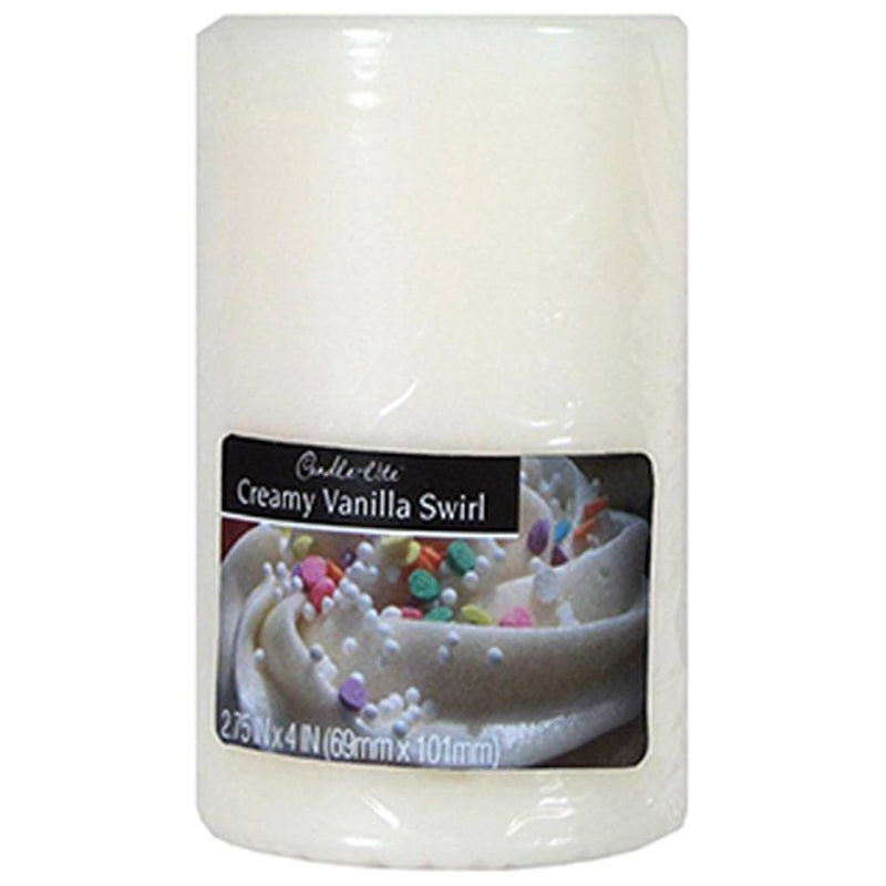 Candle Light Pillar-Candle Round 2.75X4" Creamy Vanilla Swirl-White