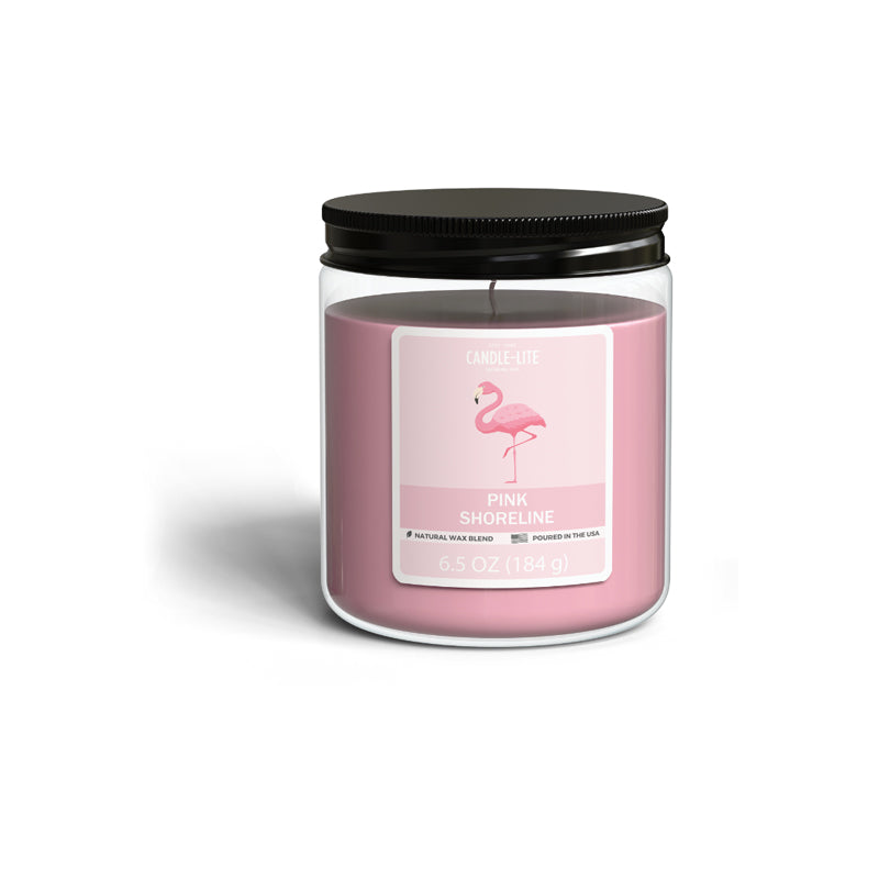 Candle Light Jar Candle With Top Lid 6.5Oz Pink Shoreline Scent-Pink