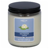 Candle Light Jar Candle With Top Lid 6.5Oz Saltwater Lotus Scent-White