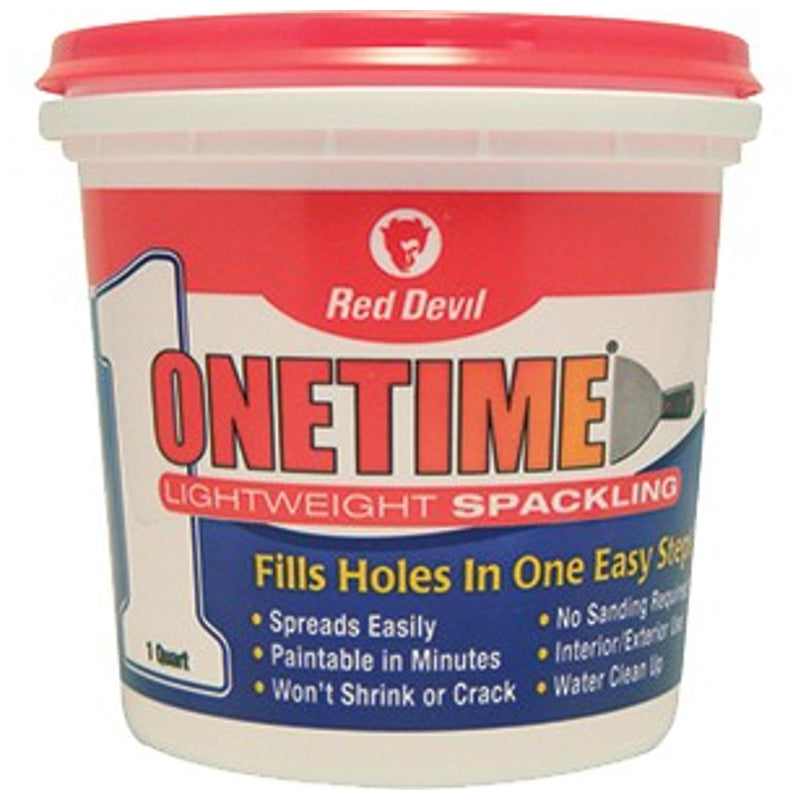 Red Devil One Time Lightweight Spackling, Quart Tub- Multicolour