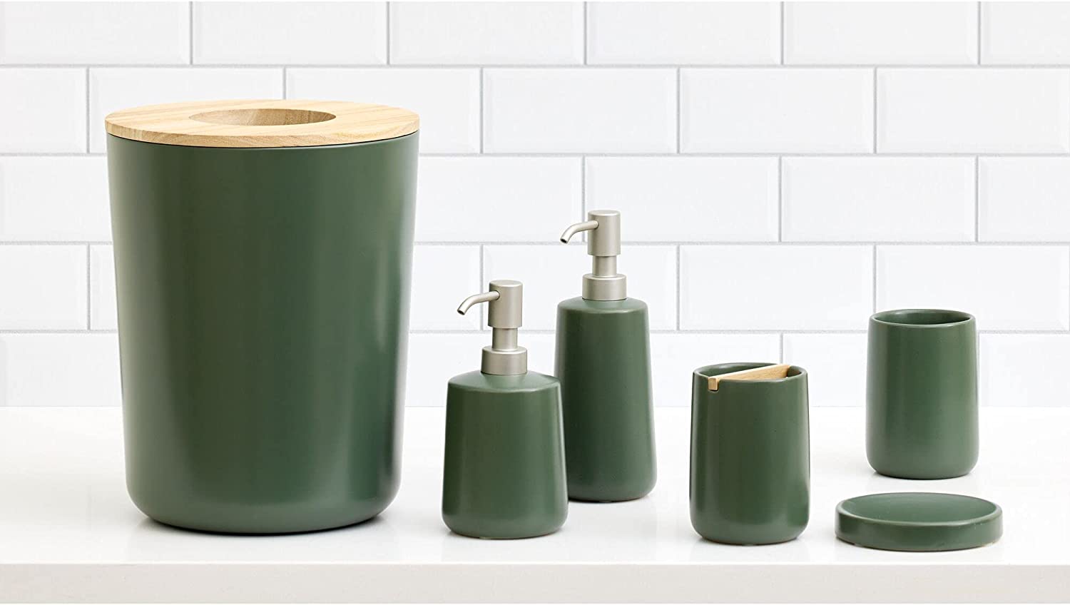 Short Ceramic Soap Dispenser - Green