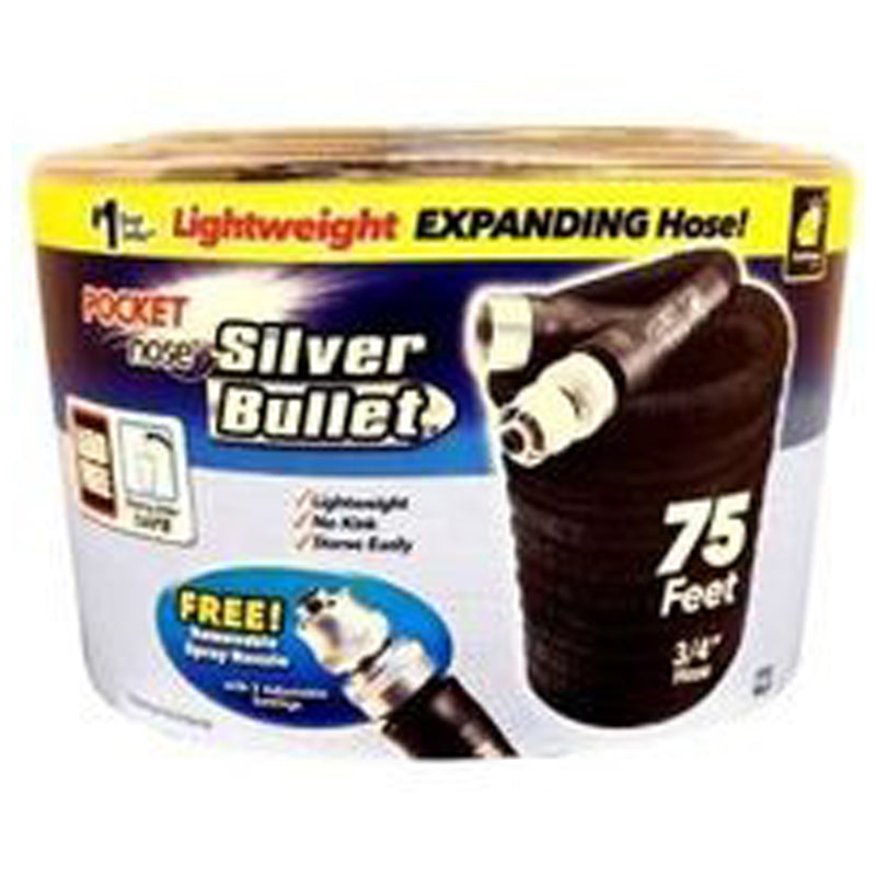 Pocket Hose Bullet 75Ft-Black & Silver