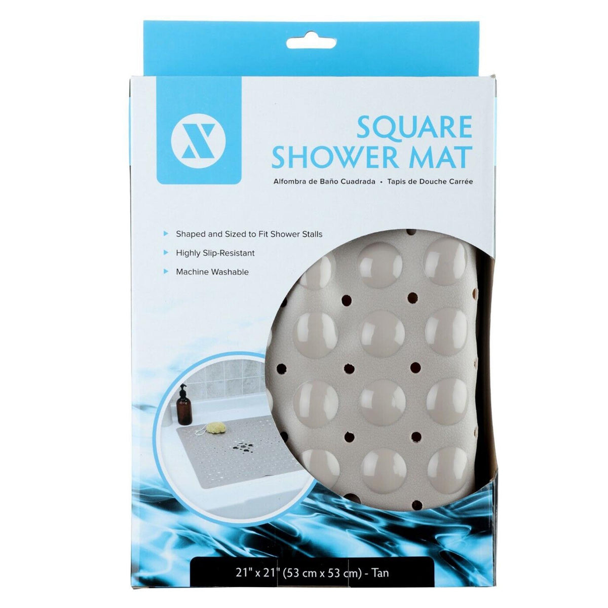 Square Shower Mat, Tan Color