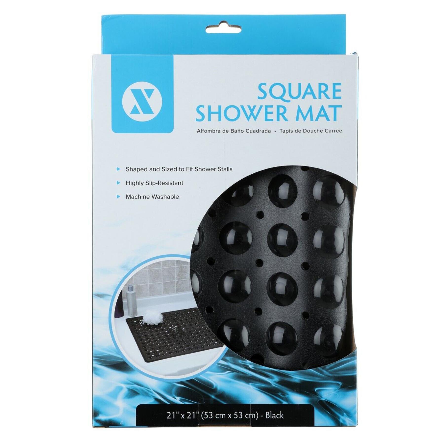 Square Shower Mat, Black Color