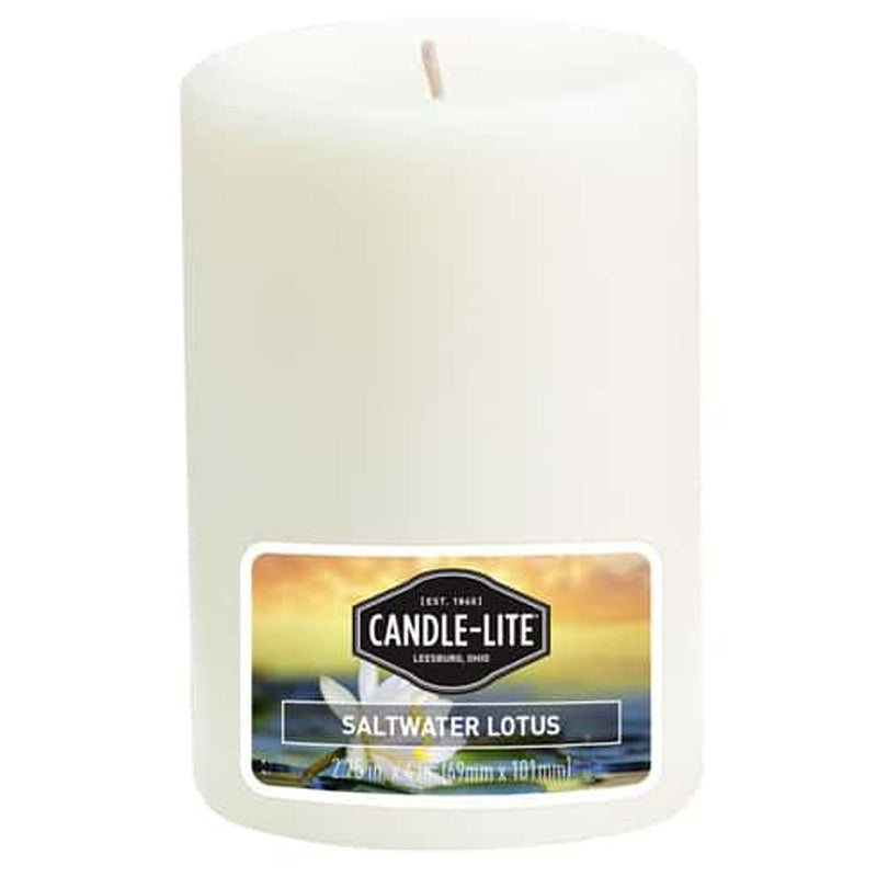 Aromatic Candle-Lite Rnd Aromatic Candle 2.75X4'' Saltwater Lotus - White