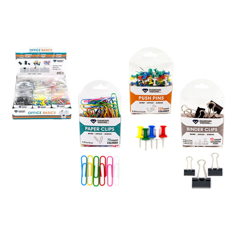 Diamond Visions Office Basics Assortment – Clips & Pins - Multicolor