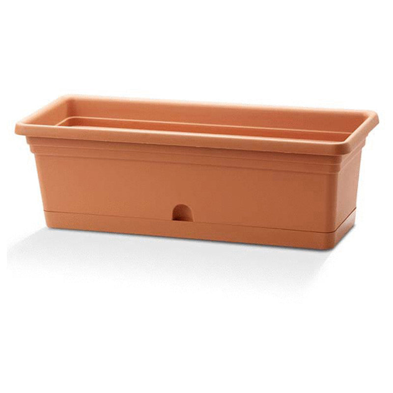Emma Rectangle Plastic Flower Pot Terracotta 16"X8" - Terracotta
