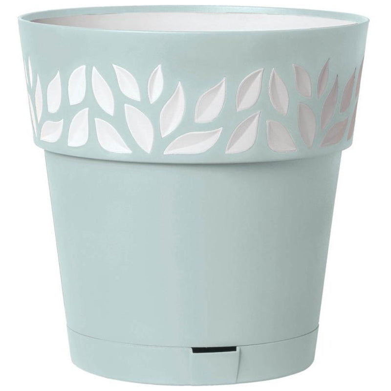 Stefanplast Leaf Pot 7.5"-Light Blue & White