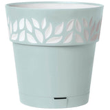 Stefanplast Leaf Pot 7.5"-Light Blue & White