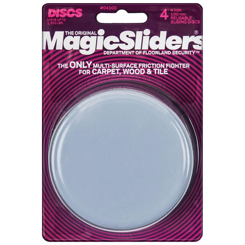 Magic Sliders 4Pc Reusable Sliding Discs Round 100Mm - Silver