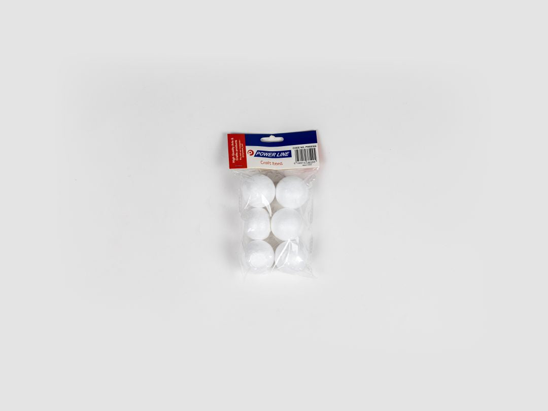Power Line High-Quality Craft Pom-Poms 40 Mm Set Of 6-White