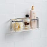 سلة تخزين زاوية حمام من الألومنيوم - فضي