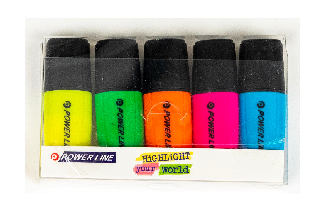 Power Line Fluorescent Highlighters Set Of 5-Multicolor