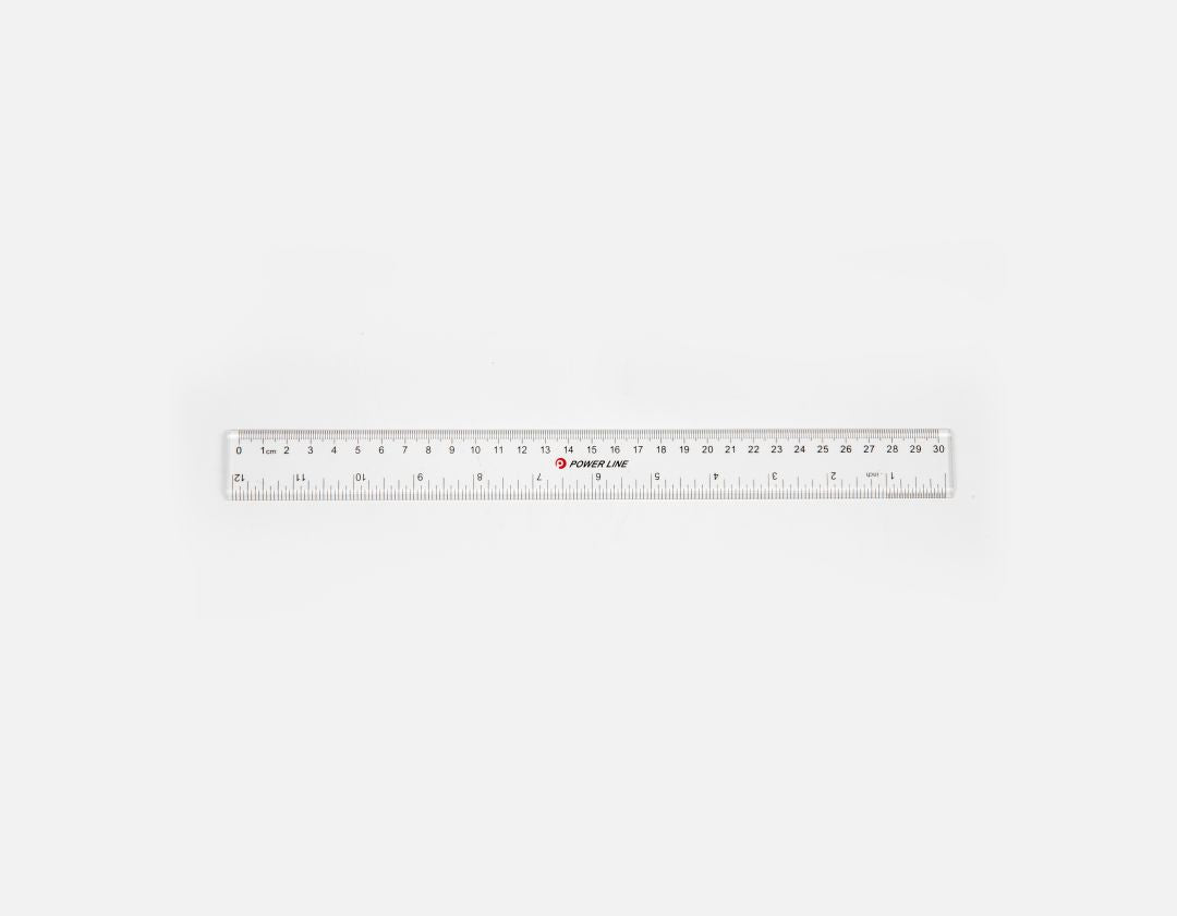 Power Line 30 Cm Clear Plastic Ruler-Clear