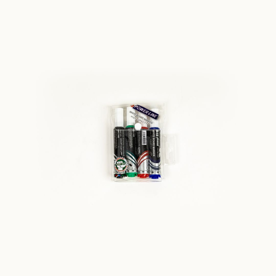 Power Line 4-Piece White Board Marker Set-Multicolor