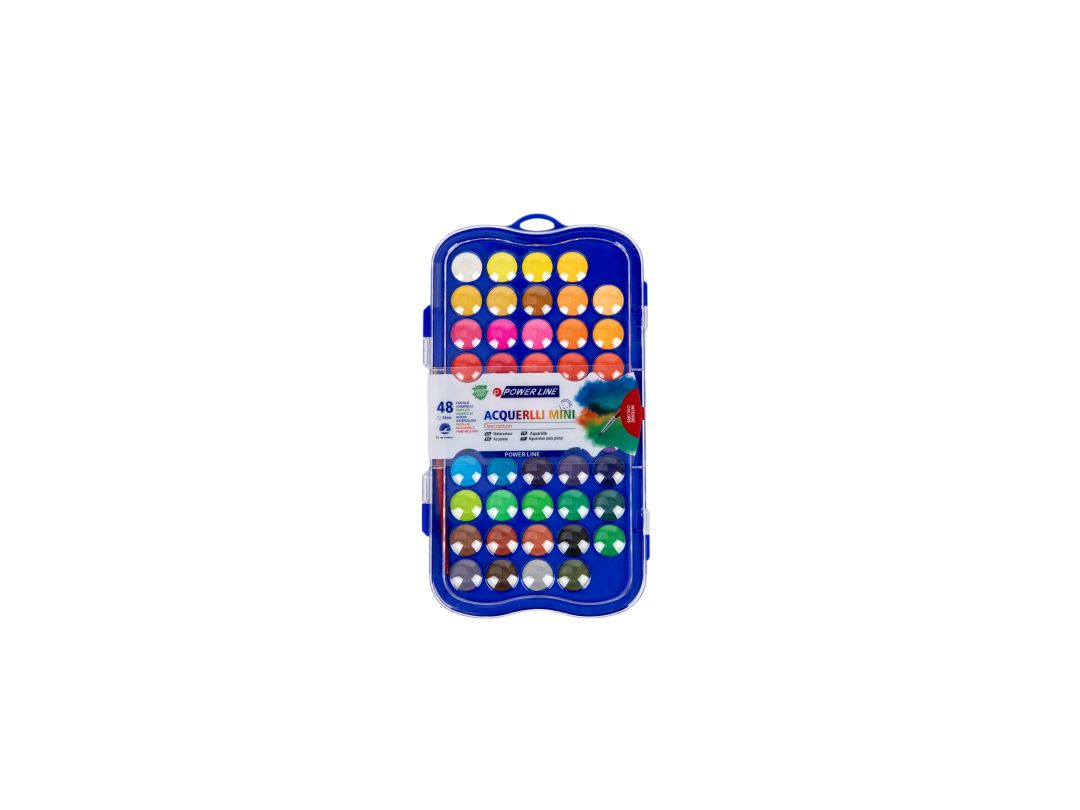 Power Line Acquerelli Mini Watercolor Paint Set 0F 48-Multicolor