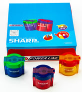 Power Line Dual-Hole Pencil Sharpener With Shaving Reservoir Blue