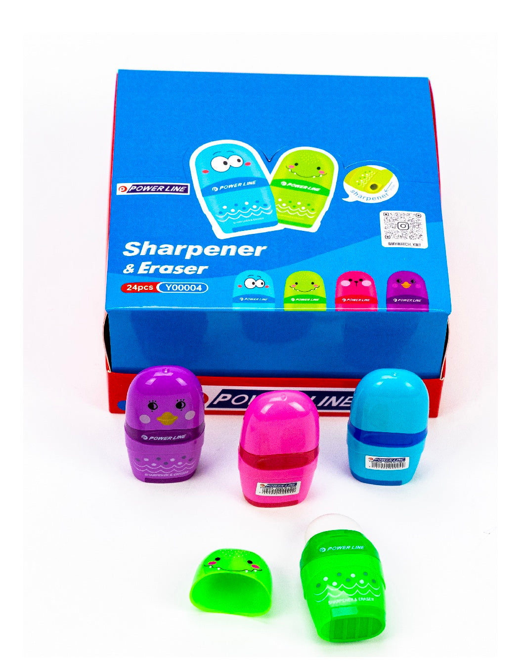 Power Line 2-In-1 Cartoon Animal Eraser & Sharpener Combo Blue