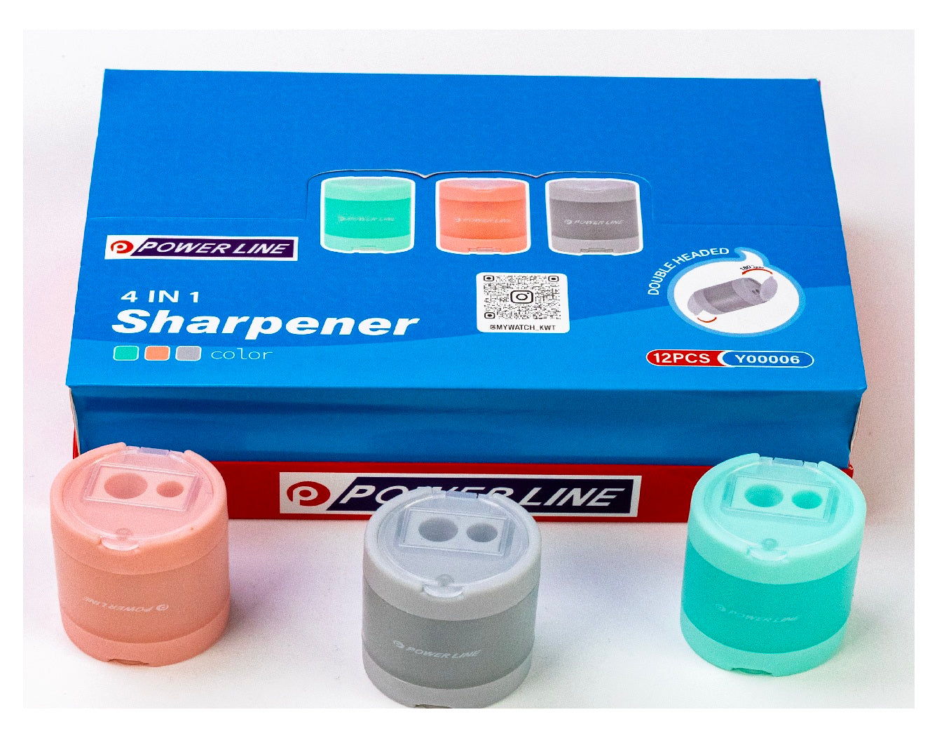 Power Line 4-In-1 Quad-Hole Pencil Sharpener Grey