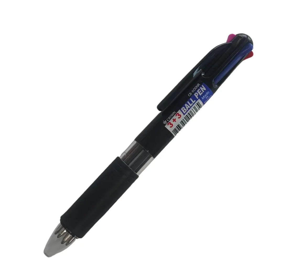 Crown 0.7Mm Ballpoint Pen Automatic 6 Colors Black